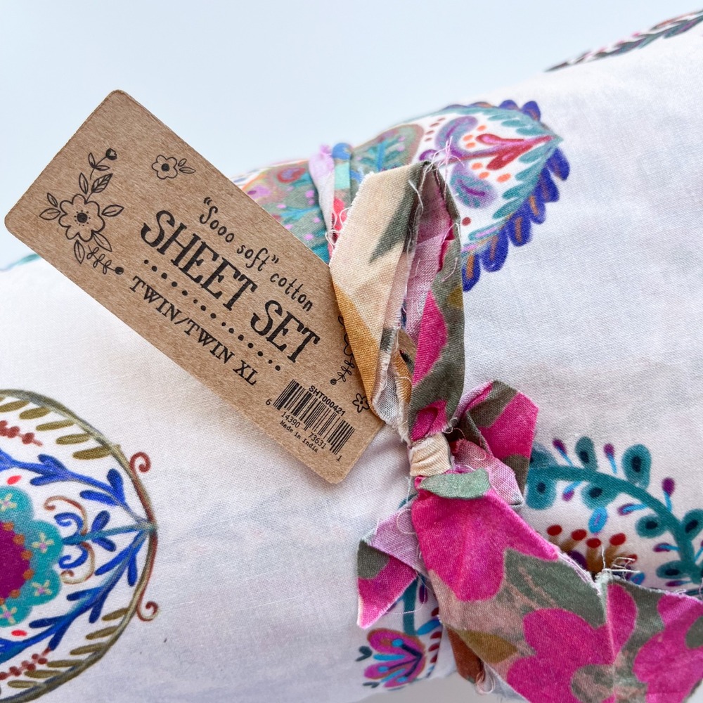 NEW Natural Life Sooo Soft Cotton Sheet Set Paisley Floral Print Twin / Twin XL